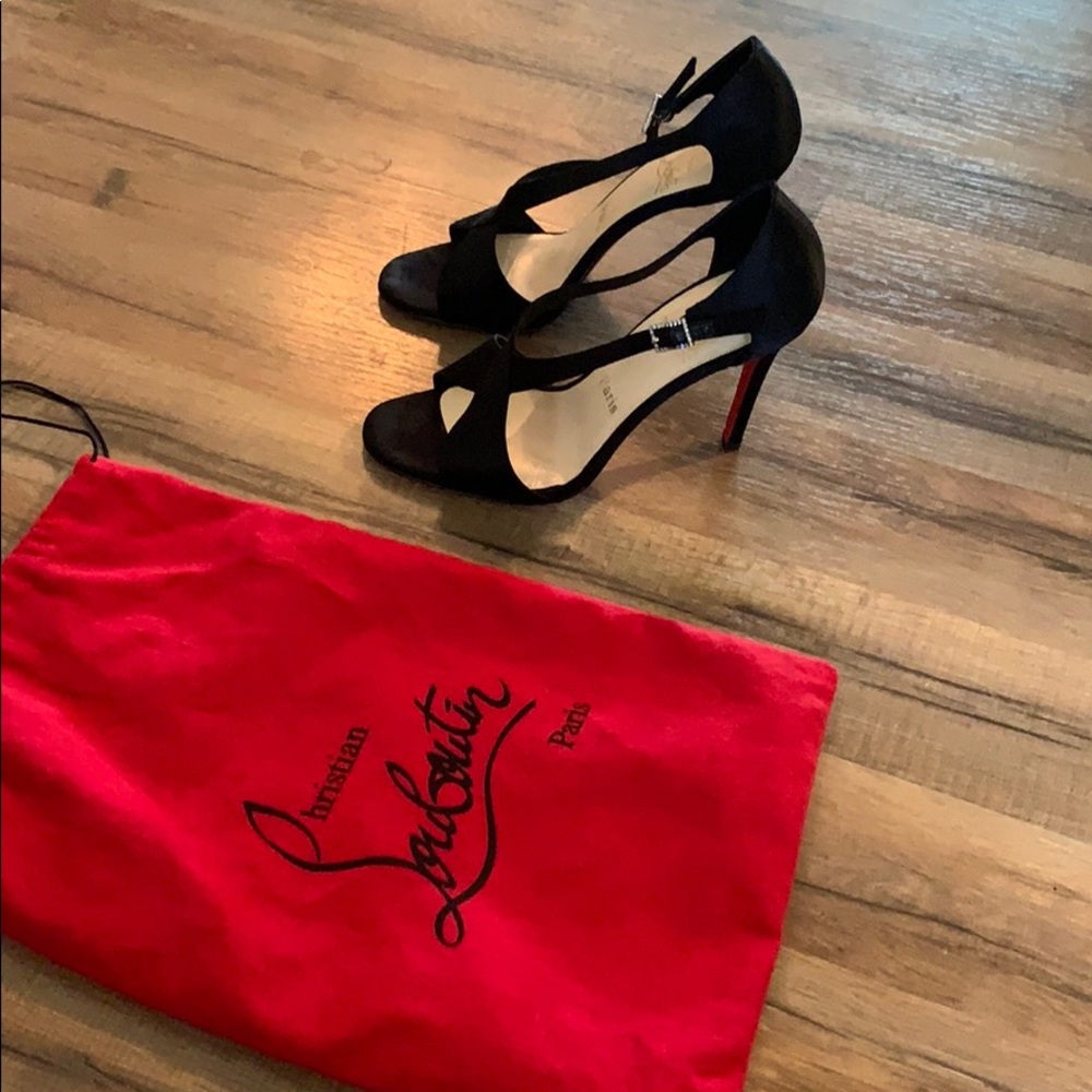 Christian Louboutin black satin pumps